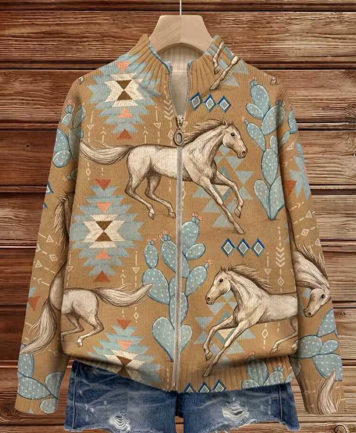 INES | DESERT HORSE CACTUS CARDIGAN FOR WOMEN