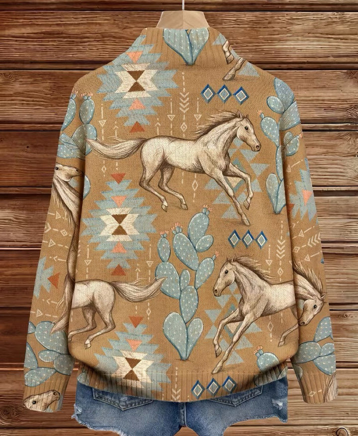INES | DESERT HORSE CACTUS CARDIGAN FOR WOMEN