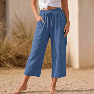 LINELLE | CRINKLE WIDE-LEG CROPPED PANTS FOR WOMEN