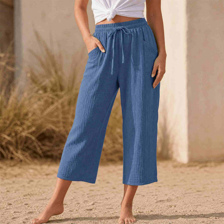 LINELLE | CRINKLE WIDE-LEG CROPPED PANTS FOR WOMEN