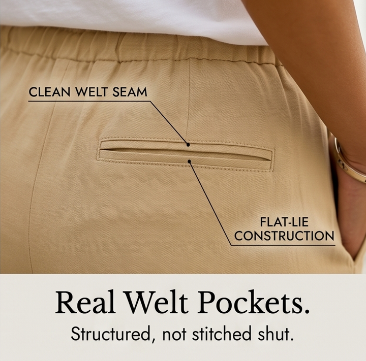 SOLENNA | COTTON-LINEN DRAWSTRING CAPRI TROUSERS FOR WOMEN