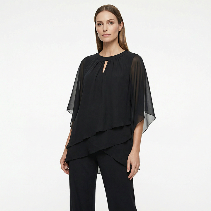 JEANINY | ASYMMETRIC LAYERED WIDE-LEG SET FOR WOMEN