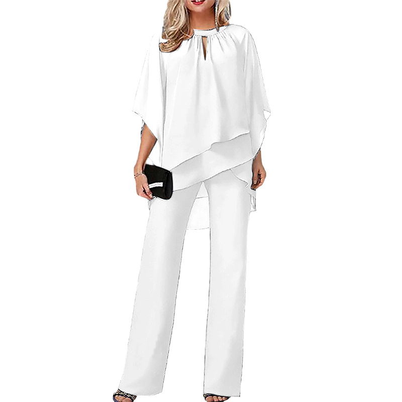 JEANINY | ASYMMETRIC LAYERED WIDE-LEG SET FOR WOMEN