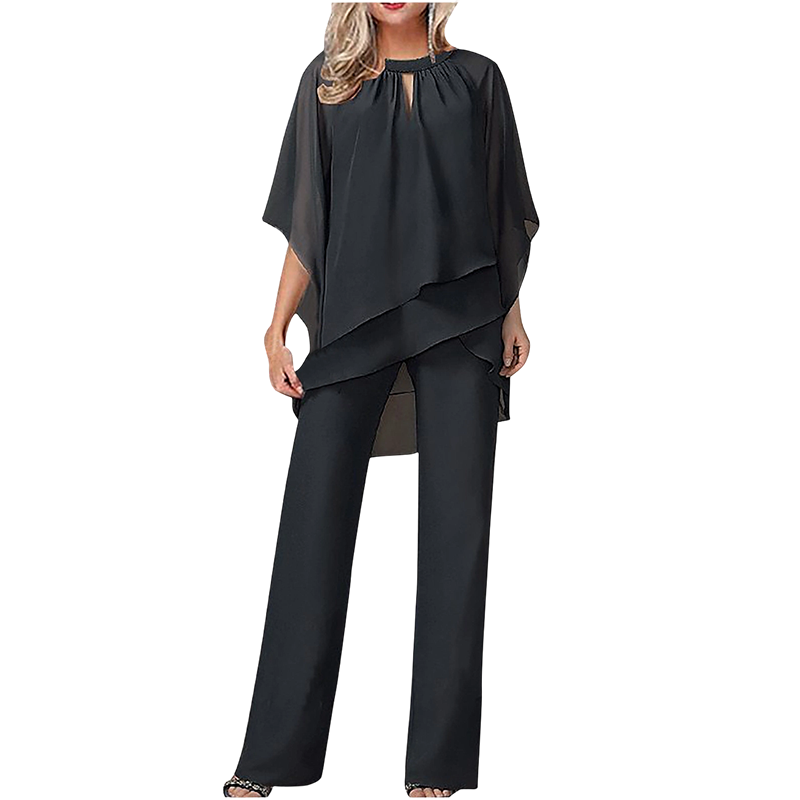 JEANINY | ASYMMETRIC LAYERED WIDE-LEG SET FOR WOMEN
