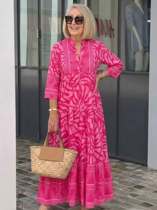 MARIELLE | BUTTON FRONT MIDI DRESS FOR WOMEN