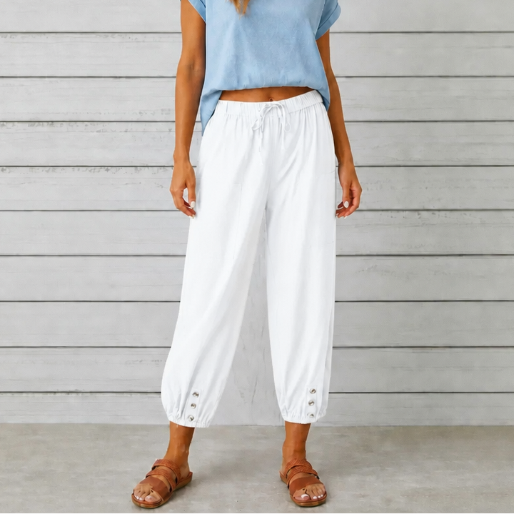 WEARBELLA | WIDE-LEG LINEN BLEND PANTS FOR WOMEN