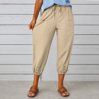WEARBELLA | WIDE-LEG LINEN BLEND PANTS FOR WOMEN