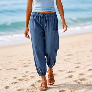 WEARBELLA | WIDE-LEG LINEN BLEND PANTS FOR WOMEN