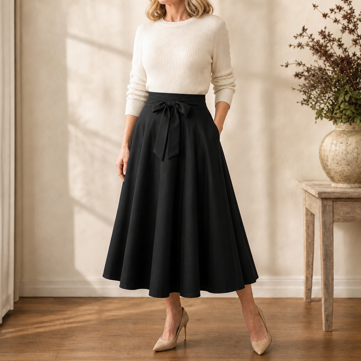 SASHWAIST | SELF-TIE PLEATED HIGH-WAISTED SKIRT FOR WOMEN