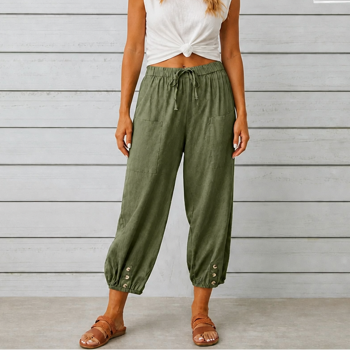 WEARBELLA | WIDE-LEG LINEN BLEND PANTS FOR WOMEN