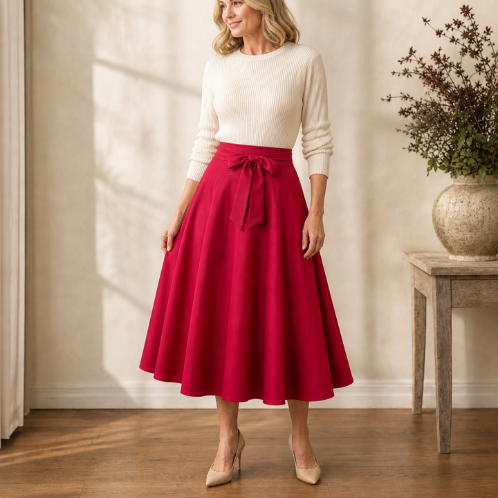 SASHWAIST | SELF-TIE PLEATED HIGH-WAISTED SKIRT FOR WOMEN