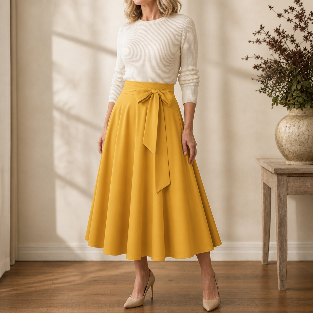 SASHWAIST | SELF-TIE PLEATED HIGH-WAISTED SKIRT FOR WOMEN