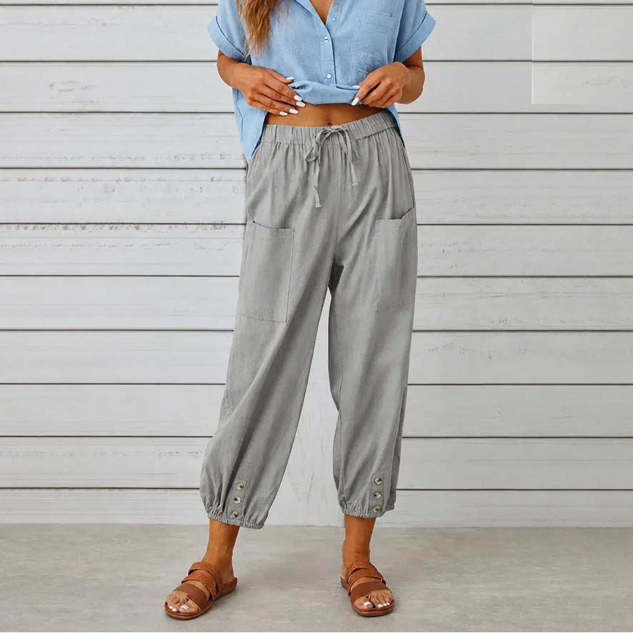 WEARBELLA | WIDE-LEG LINEN BLEND PANTS FOR WOMEN