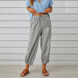 WEARBELLA | WIDE-LEG LINEN BLEND PANTS FOR WOMEN