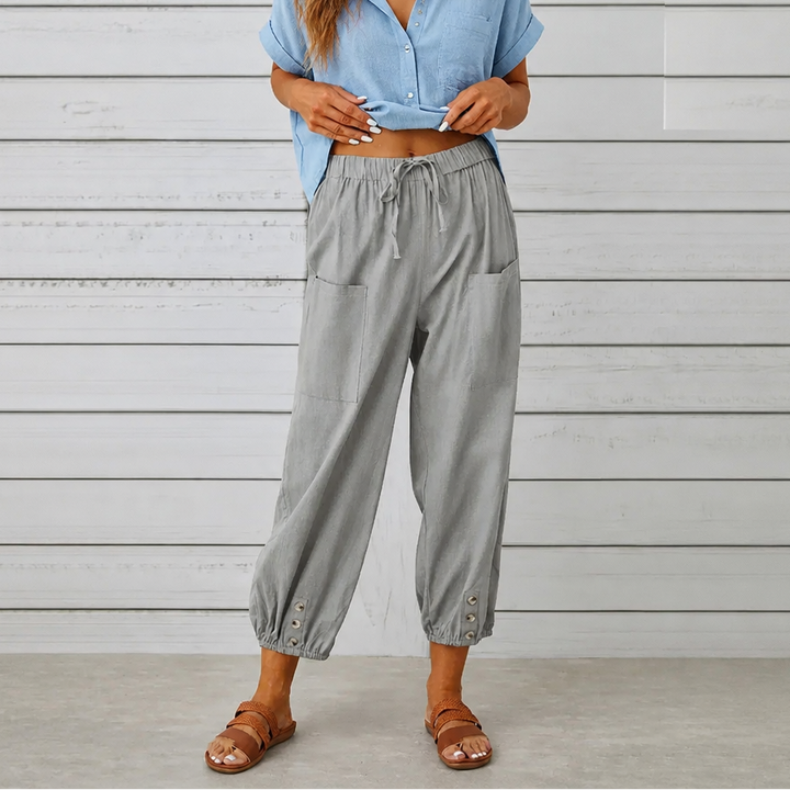 WEARBELLA | WIDE-LEG LINEN BLEND PANTS FOR WOMEN