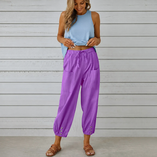 WEARBELLA | WIDE-LEG LINEN BLEND PANTS FOR WOMEN