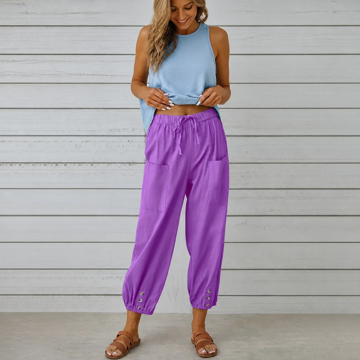 WEARBELLA | WIDE-LEG LINEN BLEND PANTS FOR WOMEN