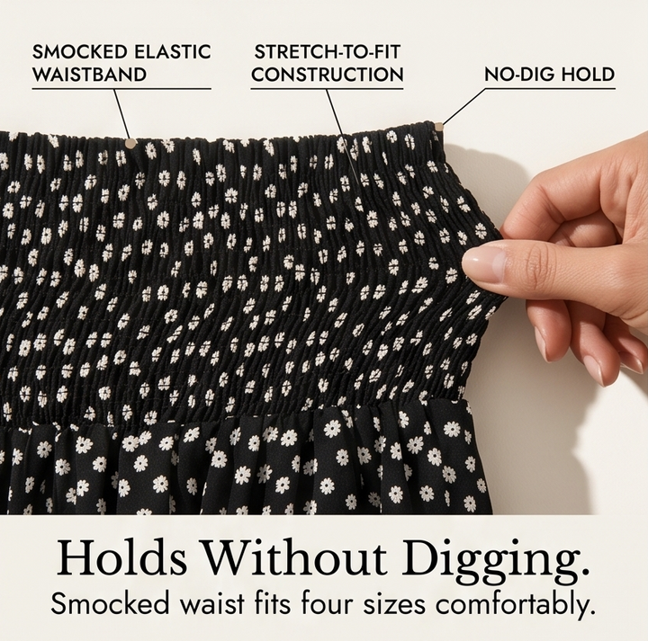 VELURA | SMOCKED WIDE-LEG RUFFLE PANTS FOR WOMEN