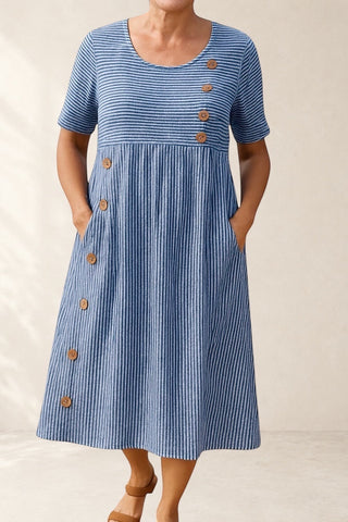ESTHER | STRIPED MIDI EFFORTLESS DRESS FOR WOMEN