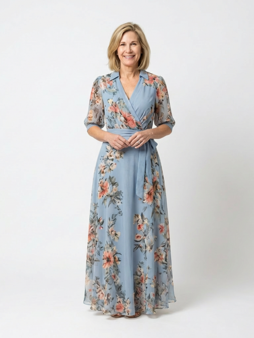ELOWEN | FLORAL NECK MAXI DRESS FOR WOMEN