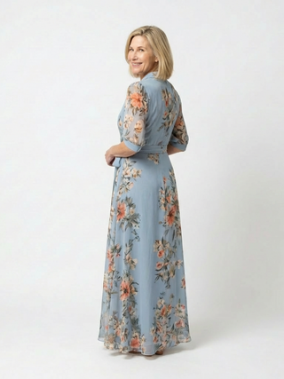 ELOWEN | FLORAL NECK MAXI DRESS FOR WOMEN