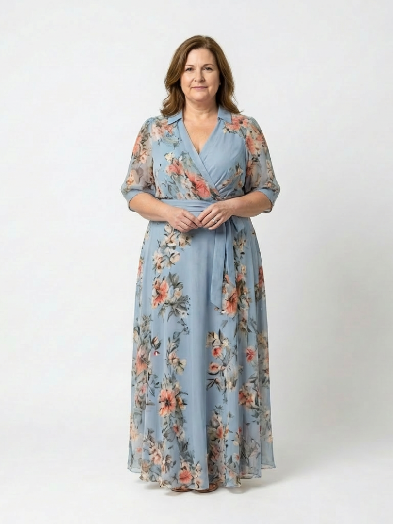 ELOWEN | FLORAL NECK MAXI DRESS FOR WOMEN