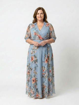 ELOWEN | FLORAL NECK MAXI DRESS FOR WOMEN