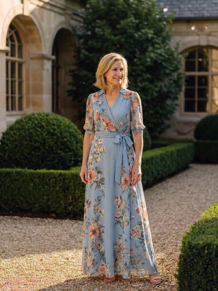 ELOWEN | FLORAL NECK MAXI DRESS FOR WOMEN