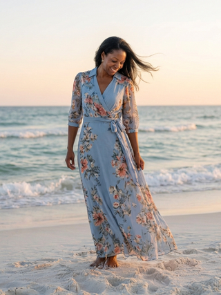 ELOWEN | FLORAL NECK MAXI DRESS FOR WOMEN