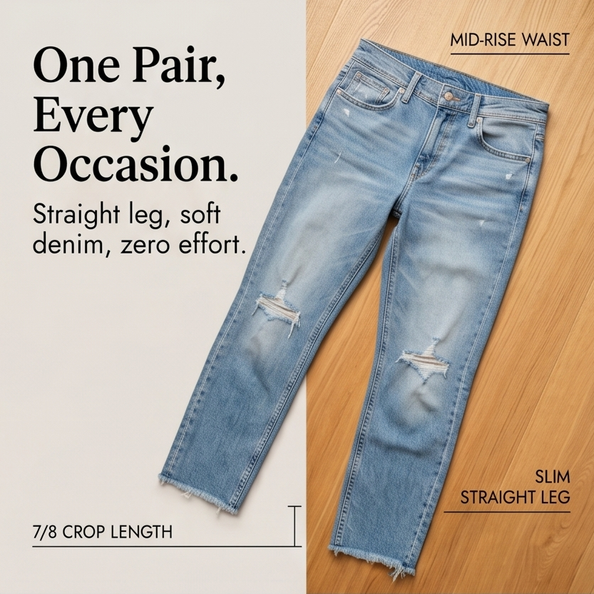 WEARBELLA | FRAYED HEM 7 JEANS FOR WOMEN