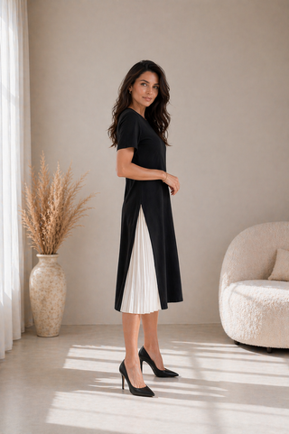 RAGNHILD | PLEATED PANEL MIDI DRESS FOR WOMEN